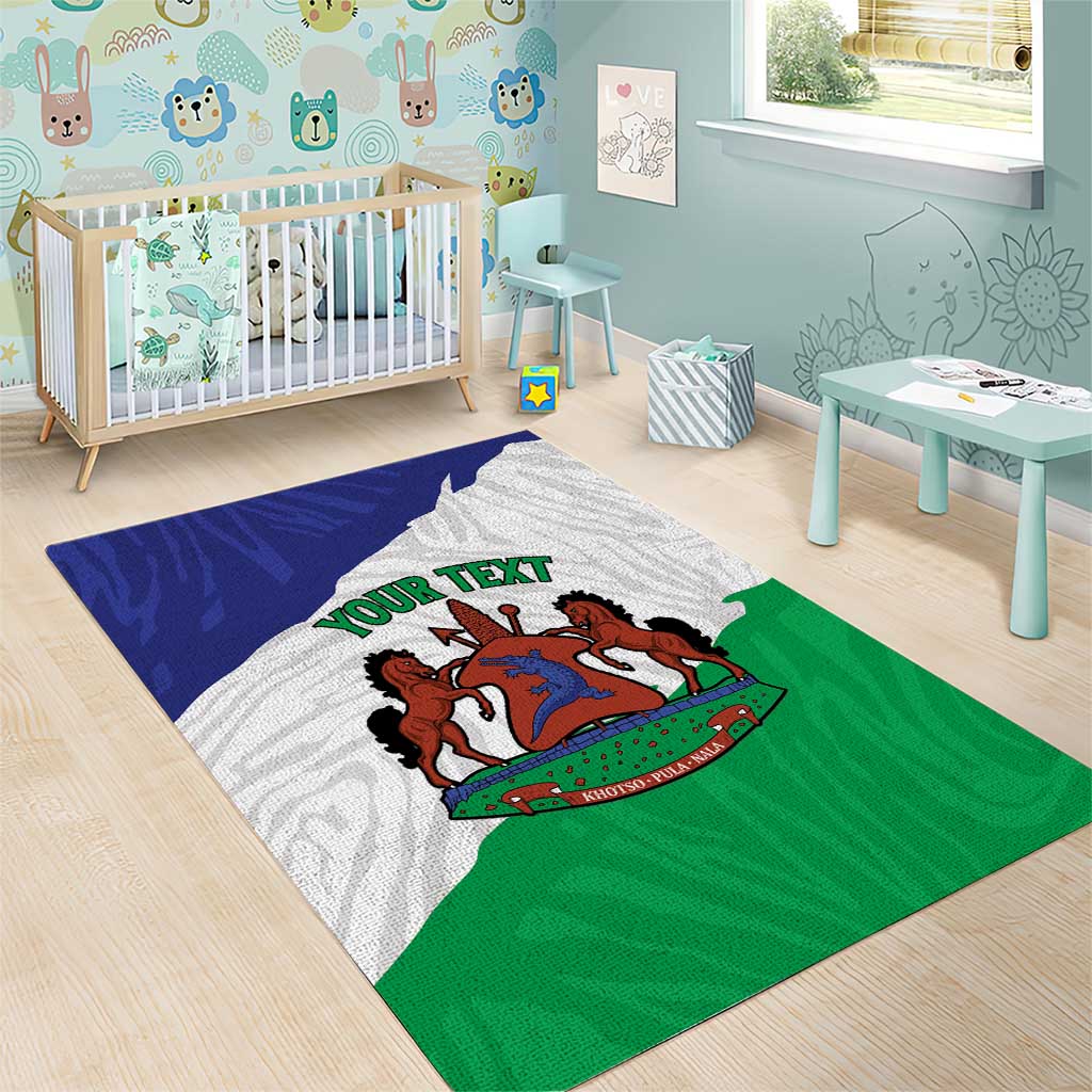 Personalised Afro Lesotho Area Rug Coat Of Arms With Map - Grunge Style