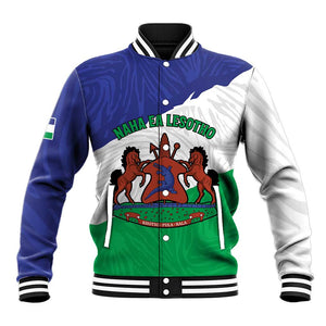 Personalised Afro Lesotho Baseball Jacket Coat Of Arms With Map - Grunge Style