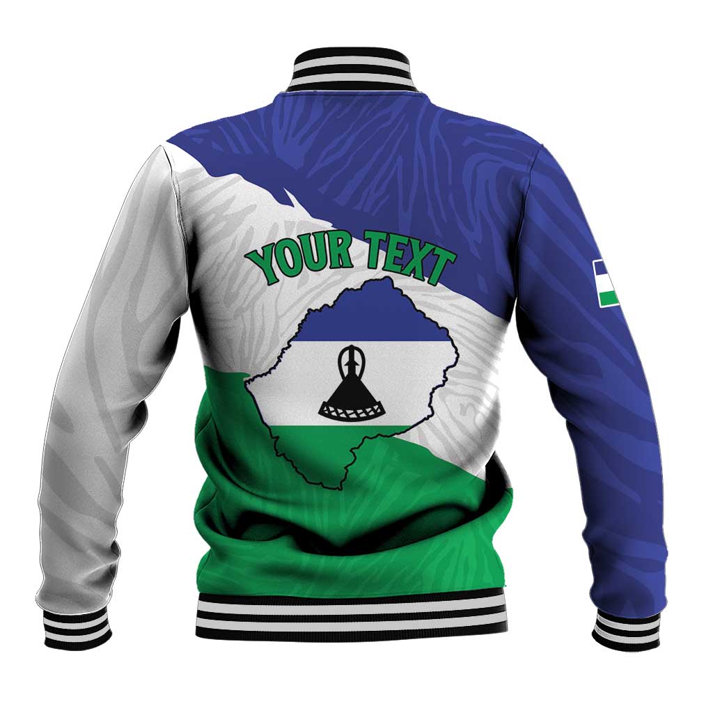 Personalised Afro Lesotho Baseball Jacket Coat Of Arms With Map - Grunge Style