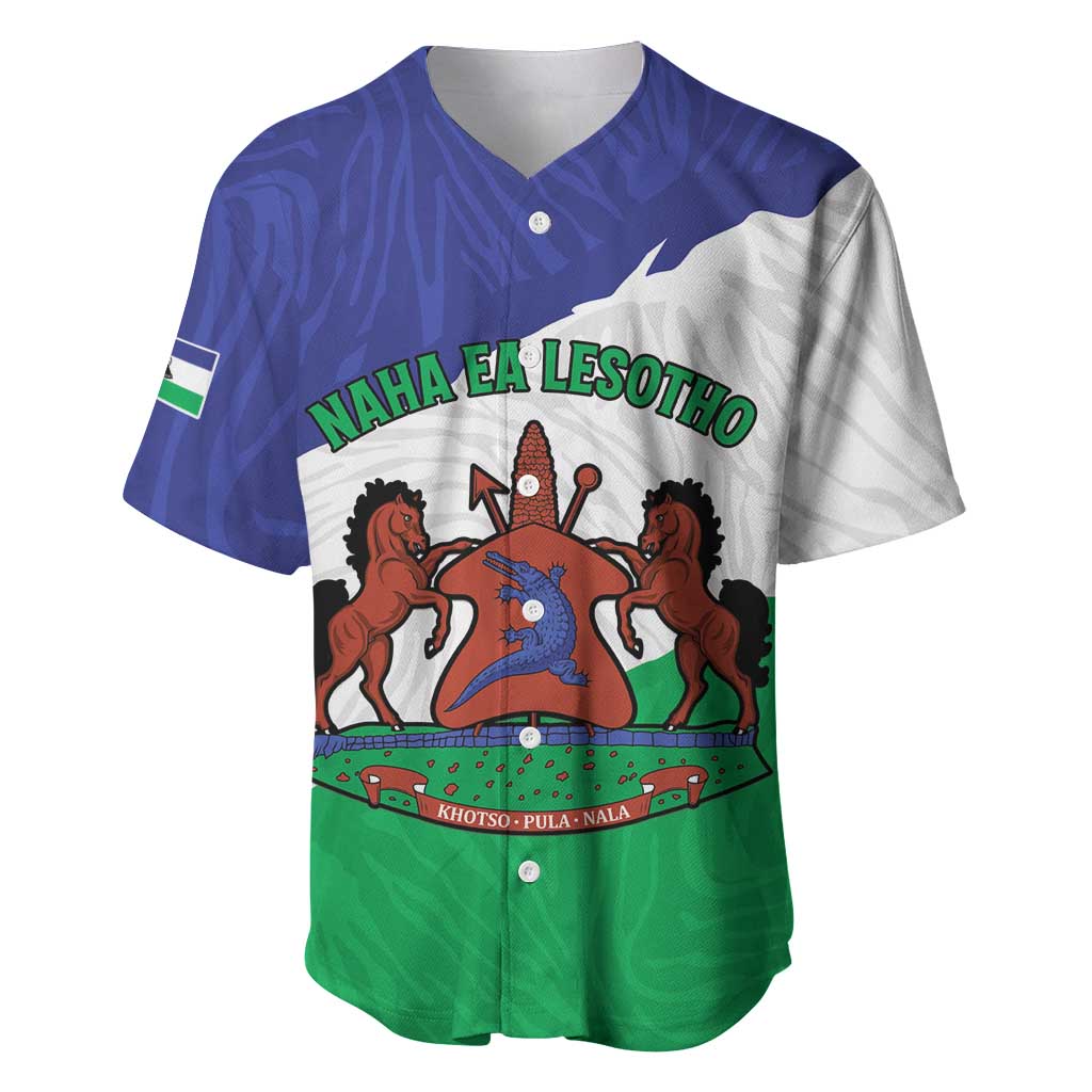 Personalised Afro Lesotho Baseball Jersey Coat Of Arms With Map - Grunge Style