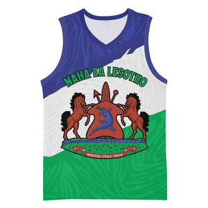 Personalised Afro Lesotho Basketball Jersey Coat Of Arms With Map - Grunge Style - African Pride