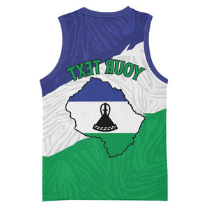 Personalised Afro Lesotho Basketball Jersey Coat Of Arms With Map - Grunge Style - African Pride