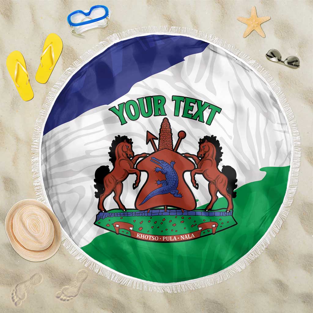 Personalised Afro Lesotho Beach Blanket Coat Of Arms With Map - Grunge Style