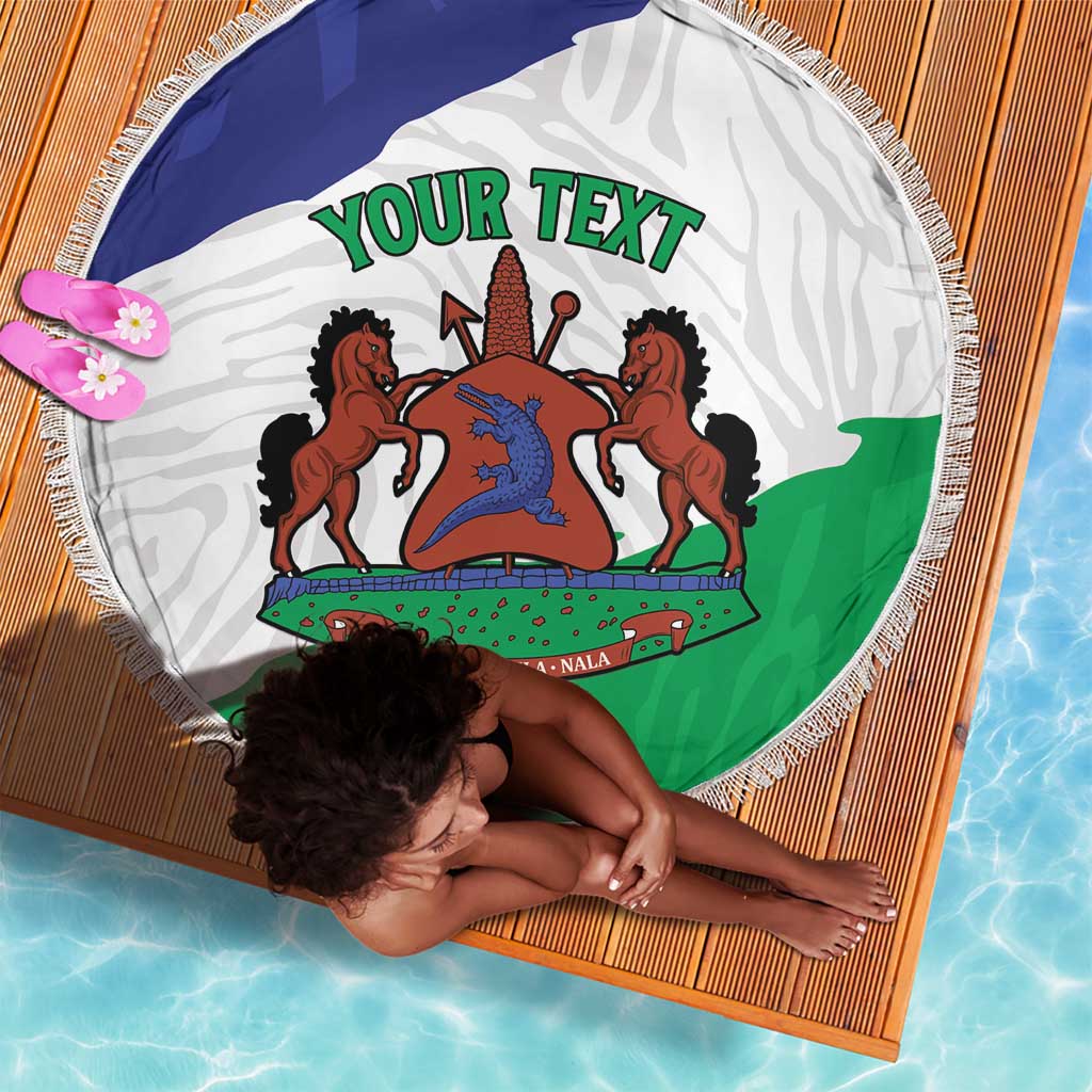 Personalised Afro Lesotho Beach Blanket Coat Of Arms With Map - Grunge Style