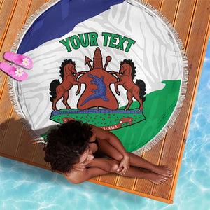 Personalised Afro Lesotho Beach Blanket Coat Of Arms With Map - Grunge Style