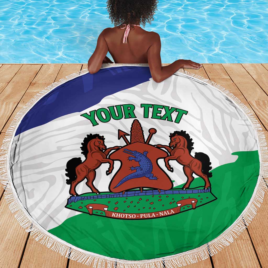 Personalised Afro Lesotho Beach Blanket Coat Of Arms With Map - Grunge Style