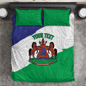 Personalised Afro Lesotho Bedding Set Coat Of Arms With Map - Grunge Style
