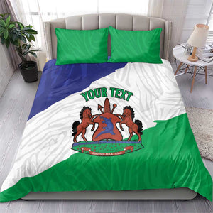 Personalised Afro Lesotho Bedding Set Coat Of Arms With Map - Grunge Style