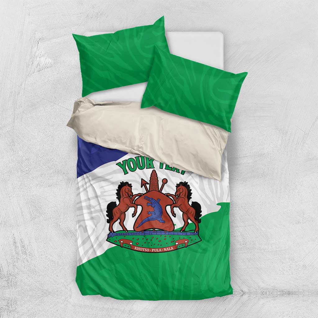 Personalised Afro Lesotho Bedding Set Coat Of Arms With Map - Grunge Style