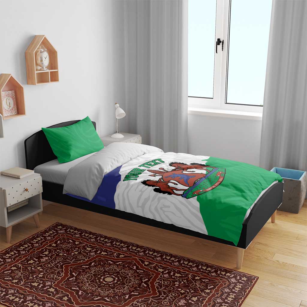 Personalised Afro Lesotho Bedding Set Coat Of Arms With Map - Grunge Style
