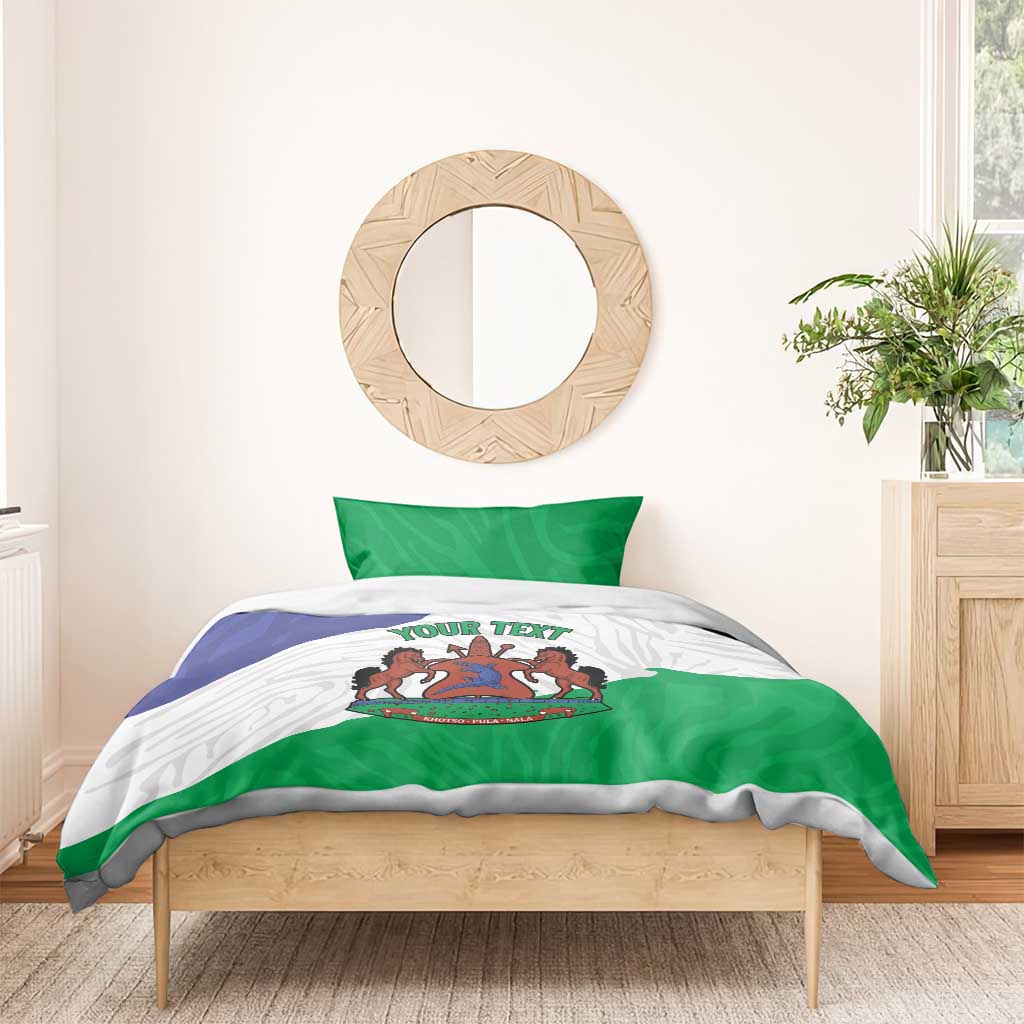 Personalised Afro Lesotho Bedding Set Coat Of Arms With Map - Grunge Style