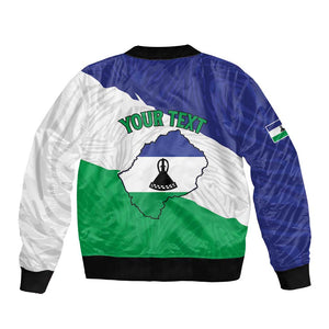 Personalised Afro Lesotho Bomber Jacket Coat Of Arms With Map - Grunge Style