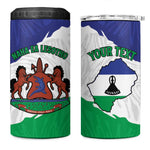 Personalised Afro Lesotho 4 in 1 Can Cooler Tumbler Coat Of Arms With Map - Grunge Style