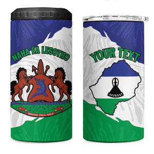 Personalised Afro Lesotho 4 in 1 Can Cooler Tumbler Coat Of Arms With Map - Grunge Style