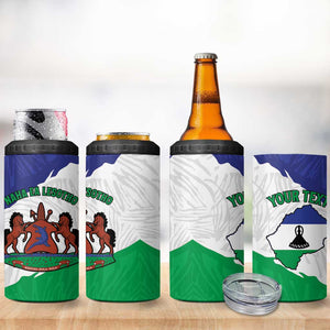 Personalised Afro Lesotho 4 in 1 Can Cooler Tumbler Coat Of Arms With Map - Grunge Style