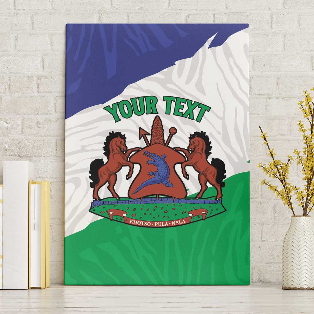 Personalised Afro Lesotho Canvas Wall Art Coat Of Arms With Map - Grunge Style