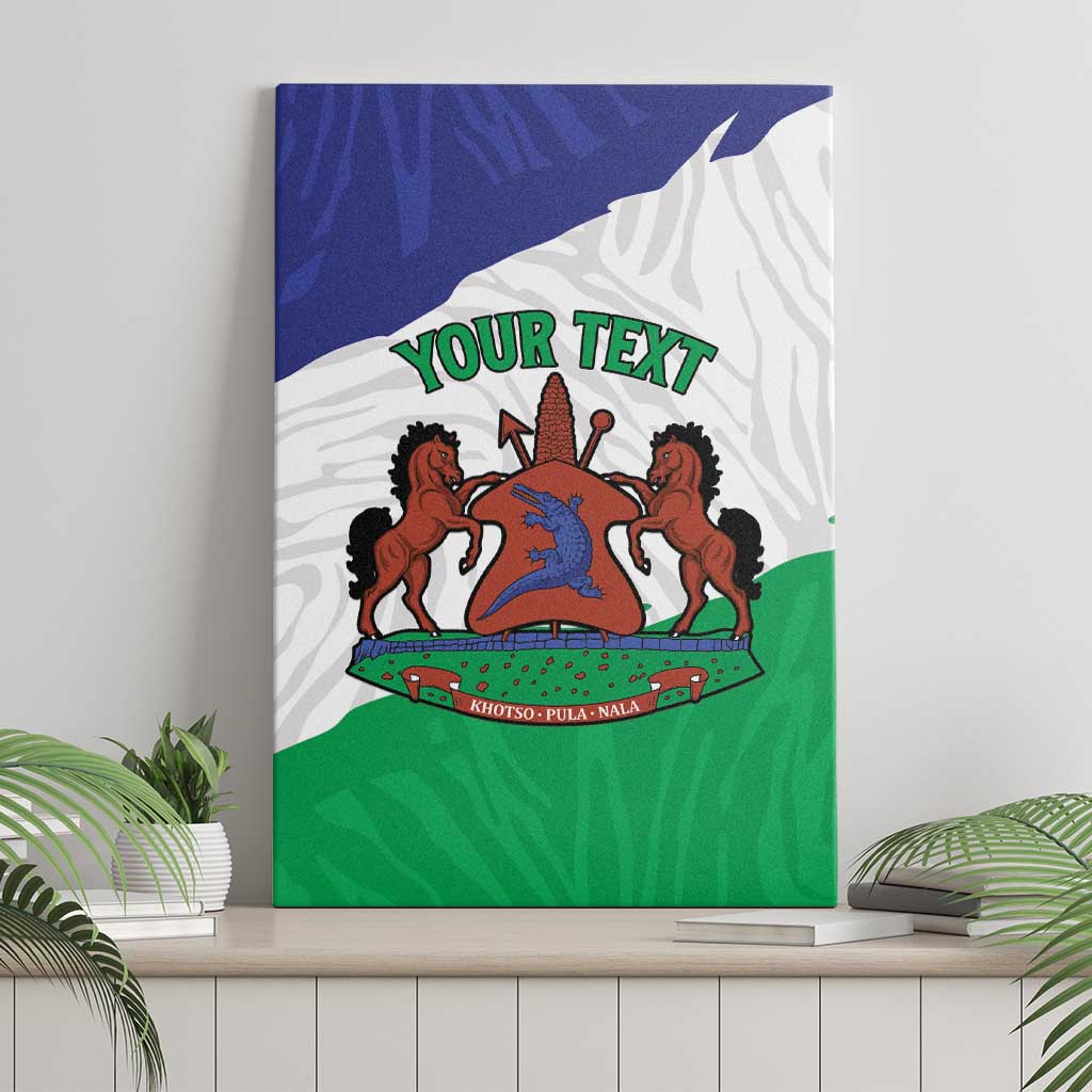 Personalised Afro Lesotho Canvas Wall Art Coat Of Arms With Map - Grunge Style