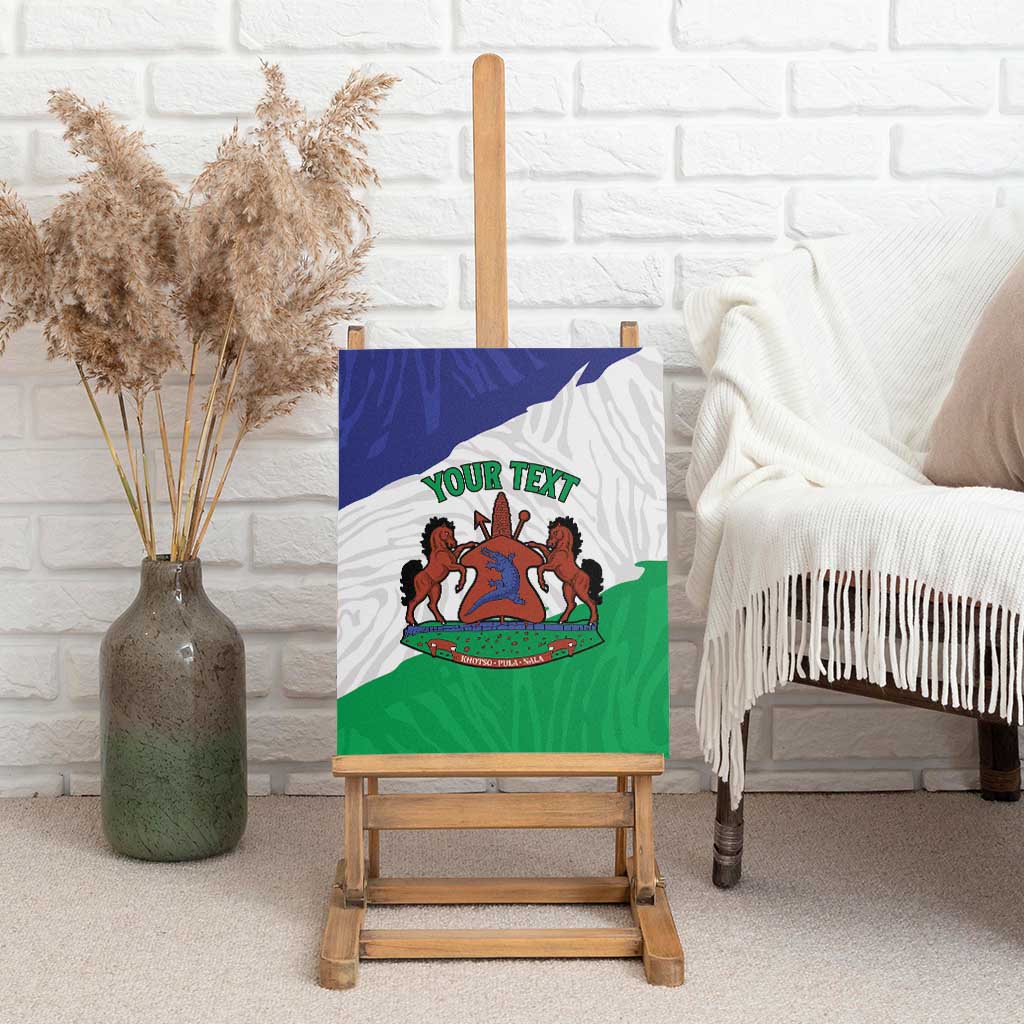 Personalised Afro Lesotho Canvas Wall Art Coat Of Arms With Map - Grunge Style