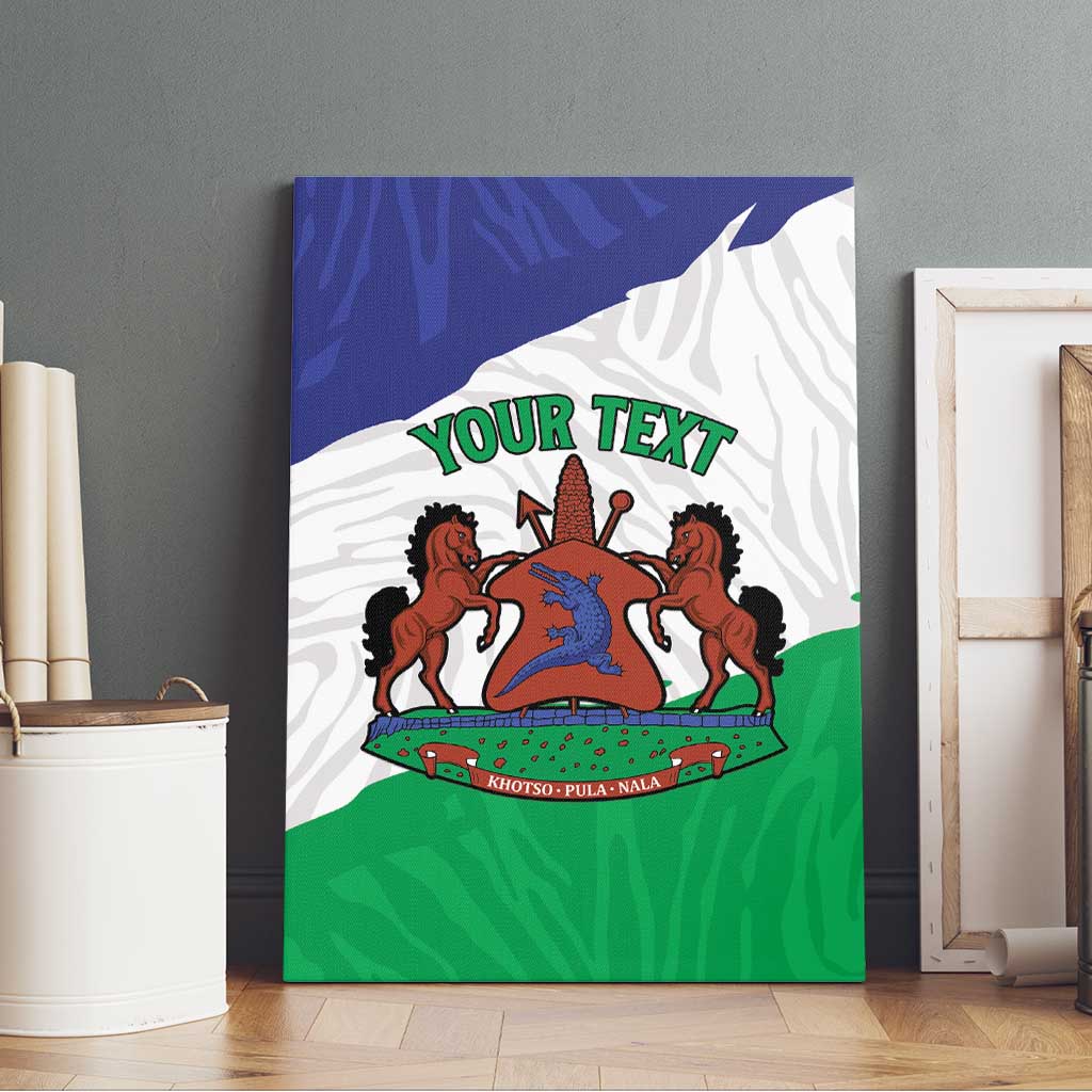 Personalised Afro Lesotho Canvas Wall Art Coat Of Arms With Map - Grunge Style