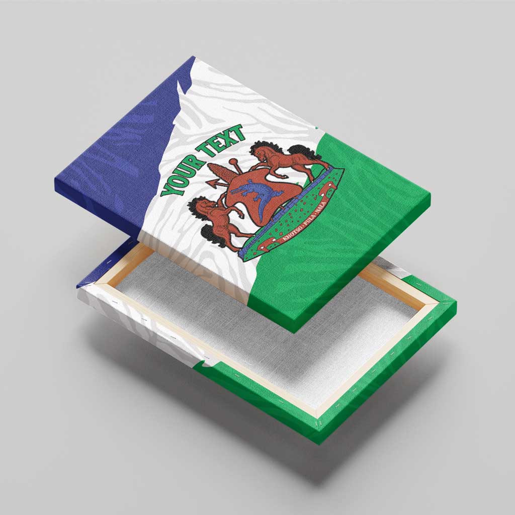 Personalised Afro Lesotho Canvas Wall Art Coat Of Arms With Map - Grunge Style