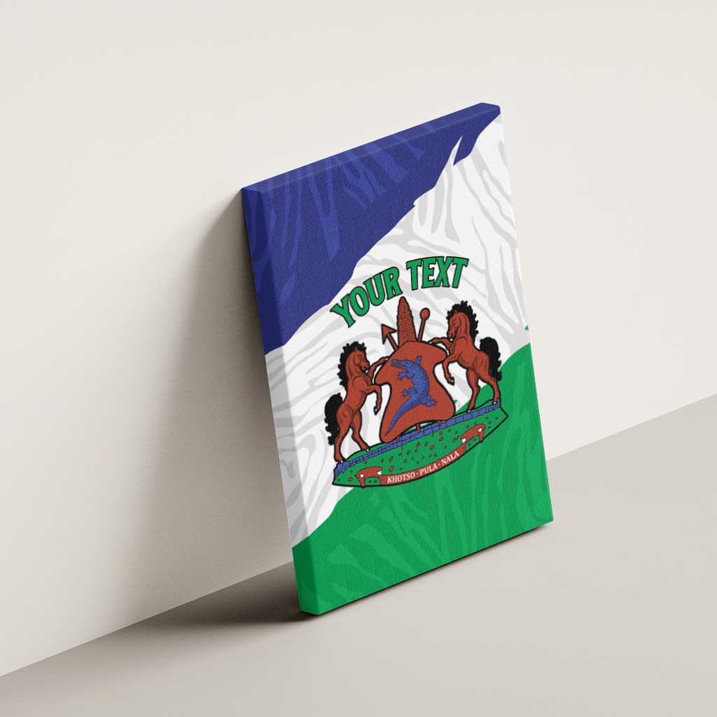Personalised Afro Lesotho Canvas Wall Art Coat Of Arms With Map - Grunge Style