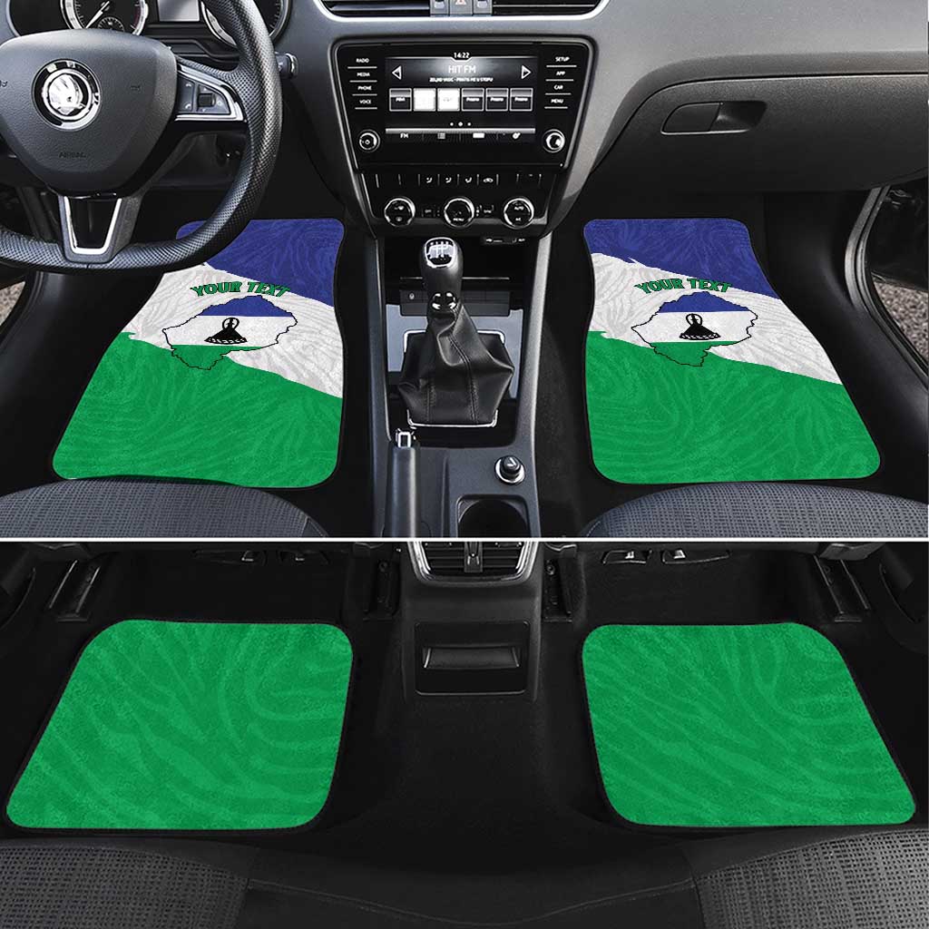Personalised Afro Lesotho Car Mats Coat Of Arms With Map - Grunge Style
