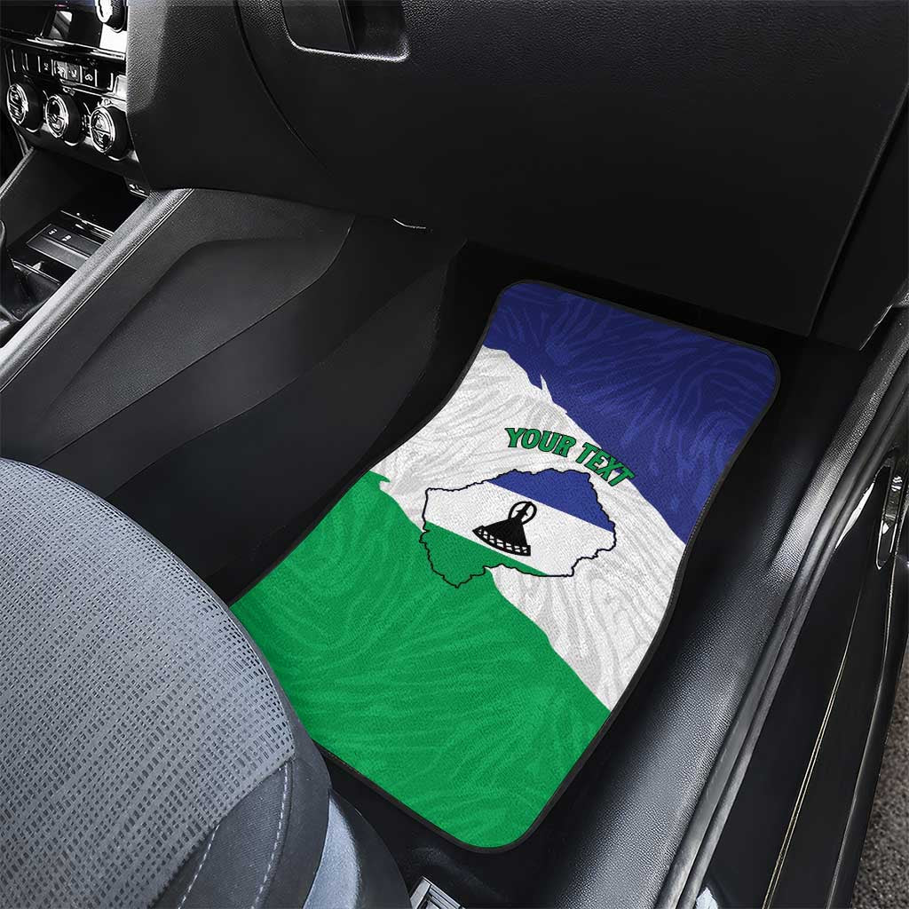 Personalised Afro Lesotho Car Mats Coat Of Arms With Map - Grunge Style