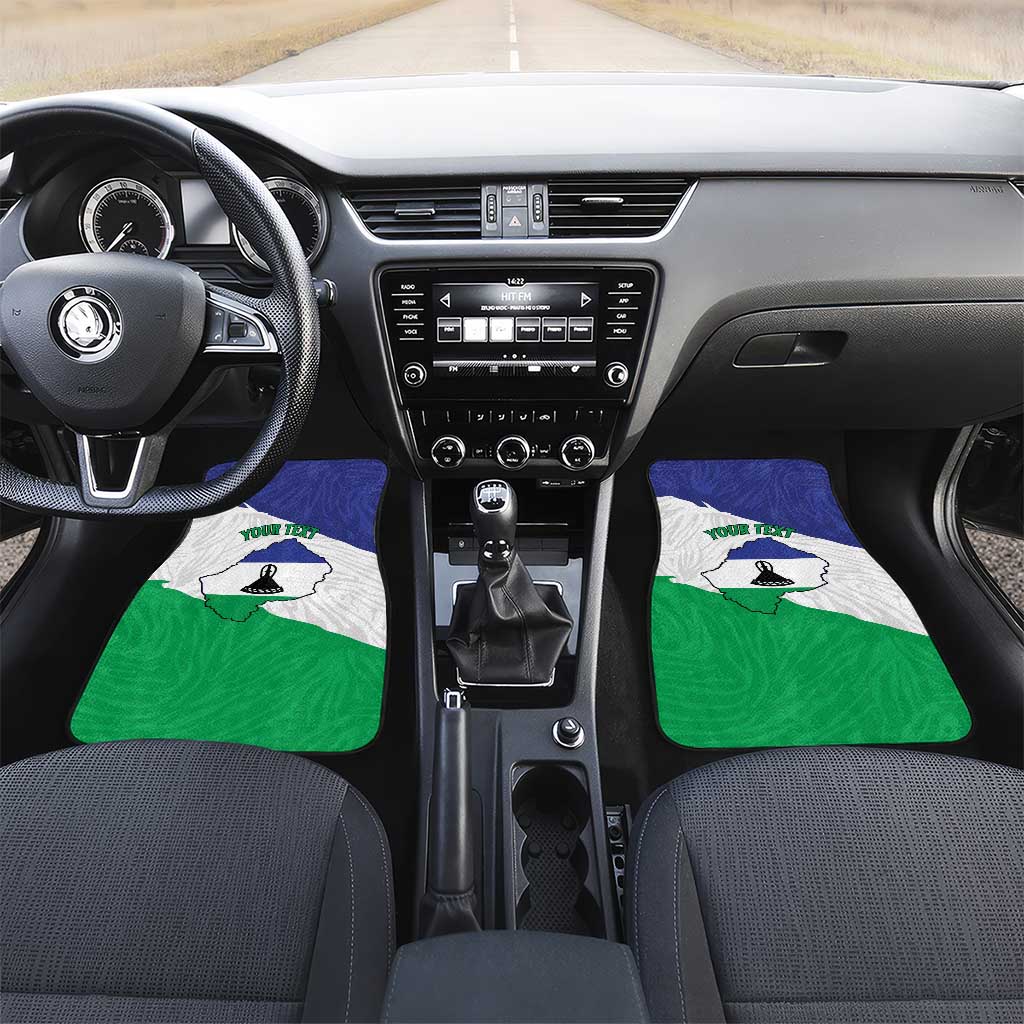 Personalised Afro Lesotho Car Mats Coat Of Arms With Map - Grunge Style