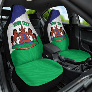 Personalised Afro Lesotho Car Seat Cover Coat Of Arms With Map - Grunge Style
