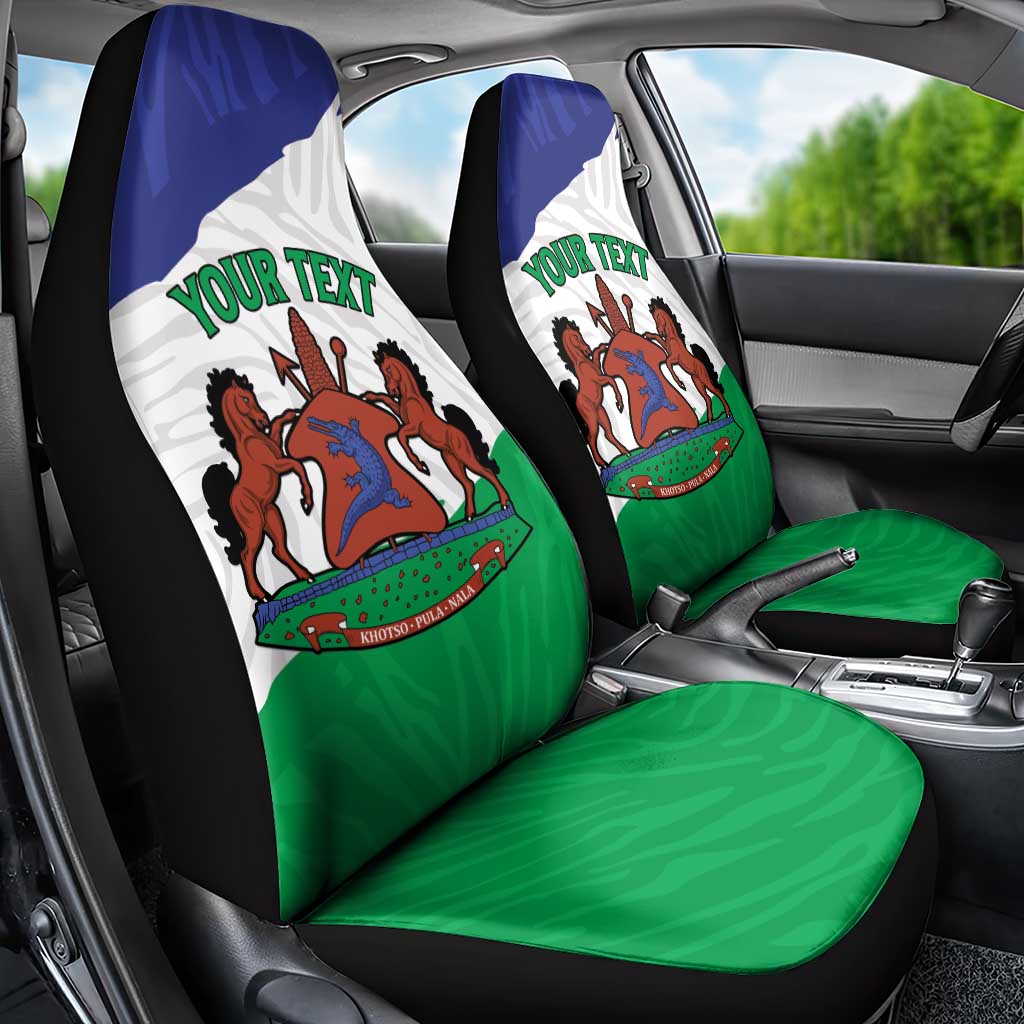 Personalised Afro Lesotho Car Seat Cover Coat Of Arms With Map - Grunge Style