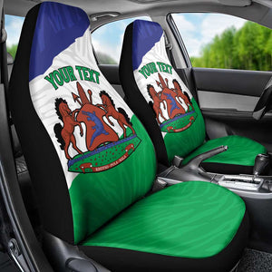 Personalised Afro Lesotho Car Seat Cover Coat Of Arms With Map - Grunge Style