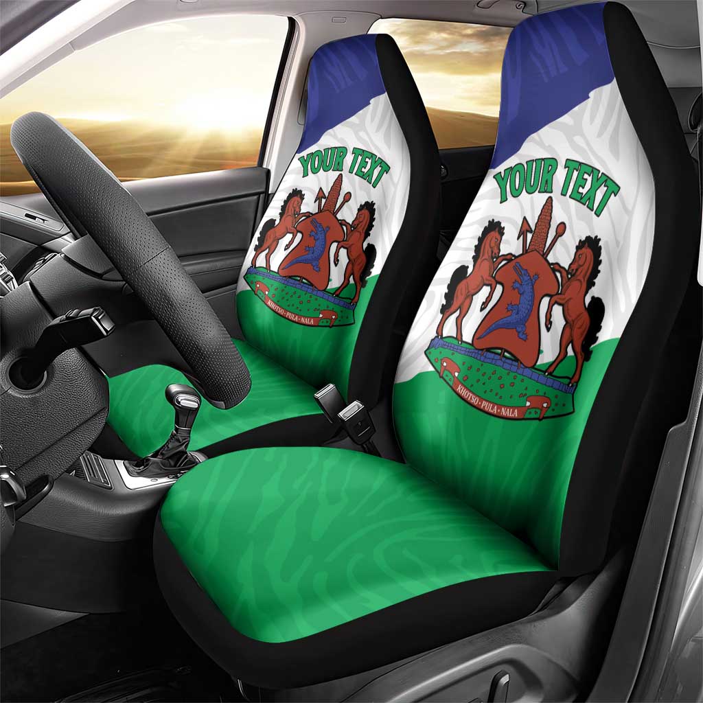 Personalised Afro Lesotho Car Seat Cover Coat Of Arms With Map - Grunge Style