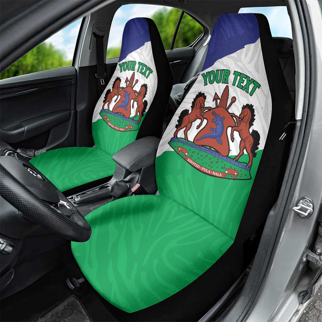 Personalised Afro Lesotho Car Seat Cover Coat Of Arms With Map - Grunge Style