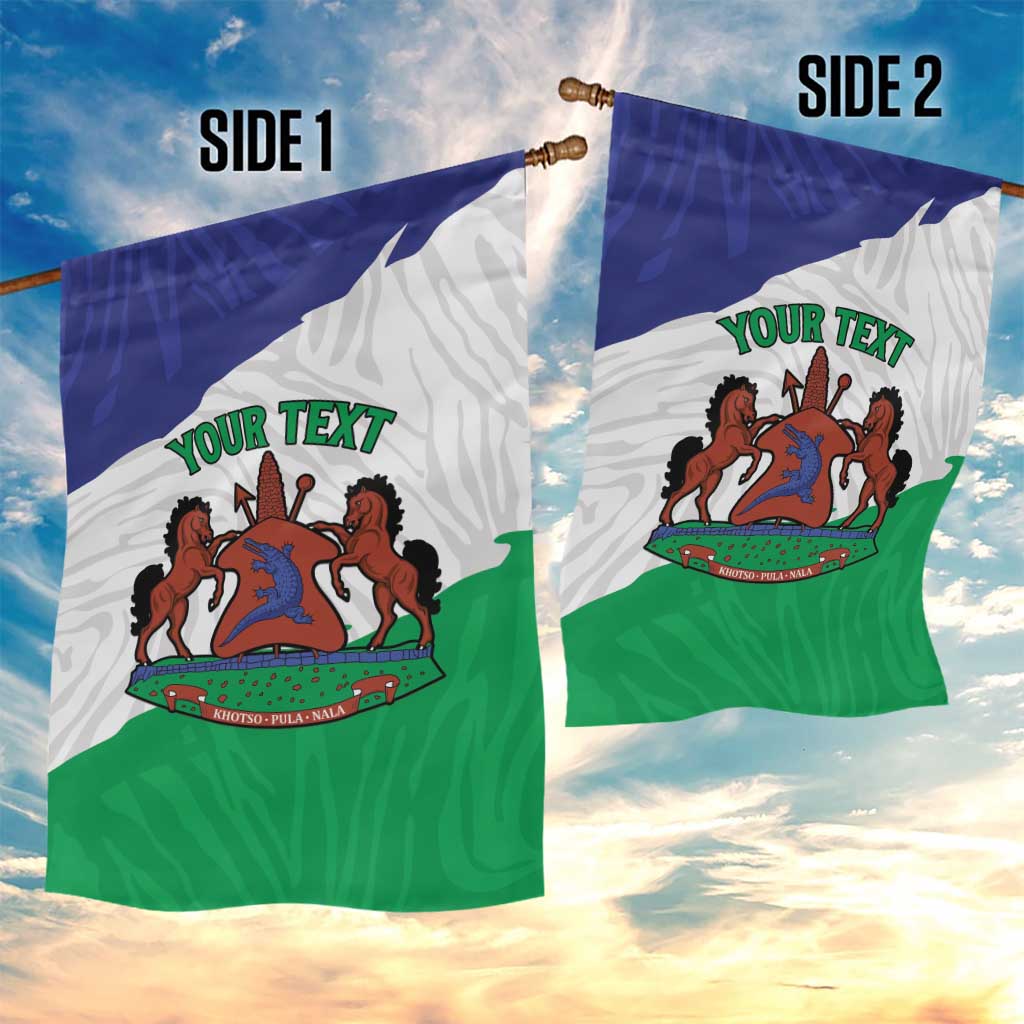 Personalised Afro Lesotho Garden Flag Coat Of Arms With Map - Grunge Style