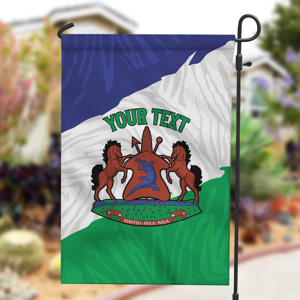 Personalised Afro Lesotho Garden Flag Coat Of Arms With Map - Grunge Style