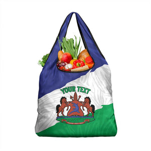 Personalised Afro Lesotho Grocery Bag Coat Of Arms With Map - Grunge Style