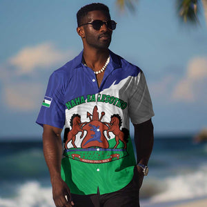 Personalised Afro Lesotho Hawaiian Shirt Coat Of Arms With Map - Grunge Style