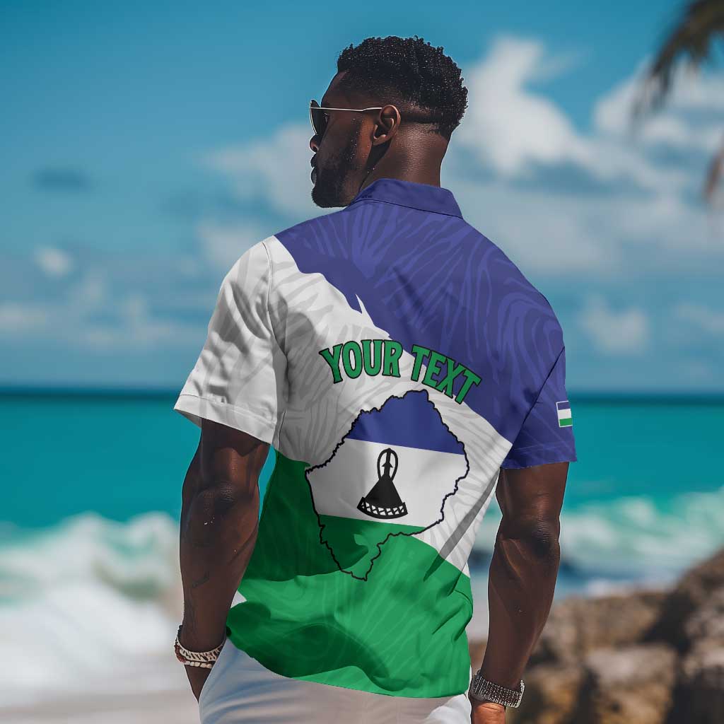 Personalised Afro Lesotho Hawaiian Shirt Coat Of Arms With Map - Grunge Style