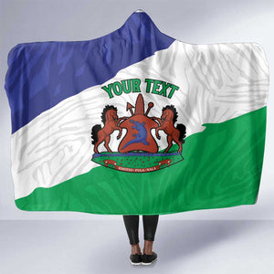 Personalised Afro Lesotho Hooded Blanket Coat Of Arms With Map - Grunge Style