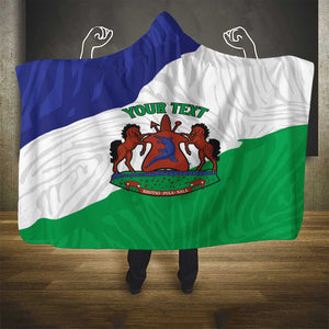 Personalised Afro Lesotho Hooded Blanket Coat Of Arms With Map - Grunge Style