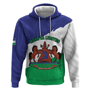 Personalised Afro Lesotho Hoodie Coat Of Arms With Map - Grunge Style