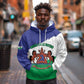Personalised Afro Lesotho Hoodie Coat Of Arms With Map - Grunge Style