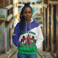 Personalised Afro Lesotho Hoodie Coat Of Arms With Map - Grunge Style