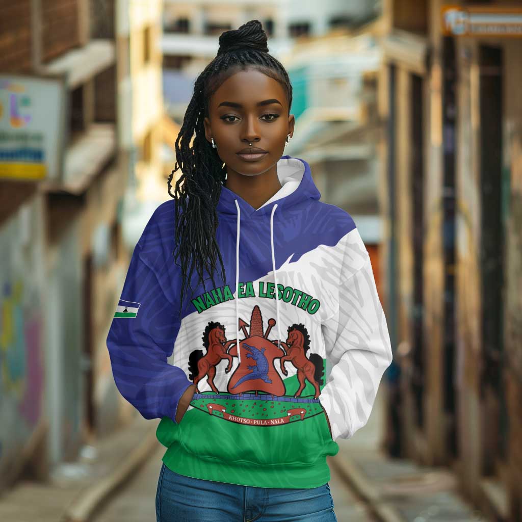 Personalised Afro Lesotho Hoodie Coat Of Arms With Map - Grunge Style