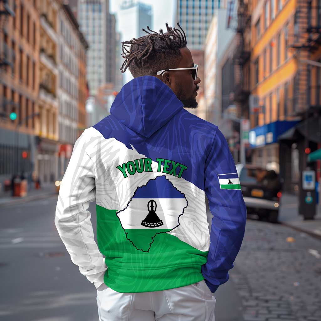 Personalised Afro Lesotho Hoodie Coat Of Arms With Map - Grunge Style