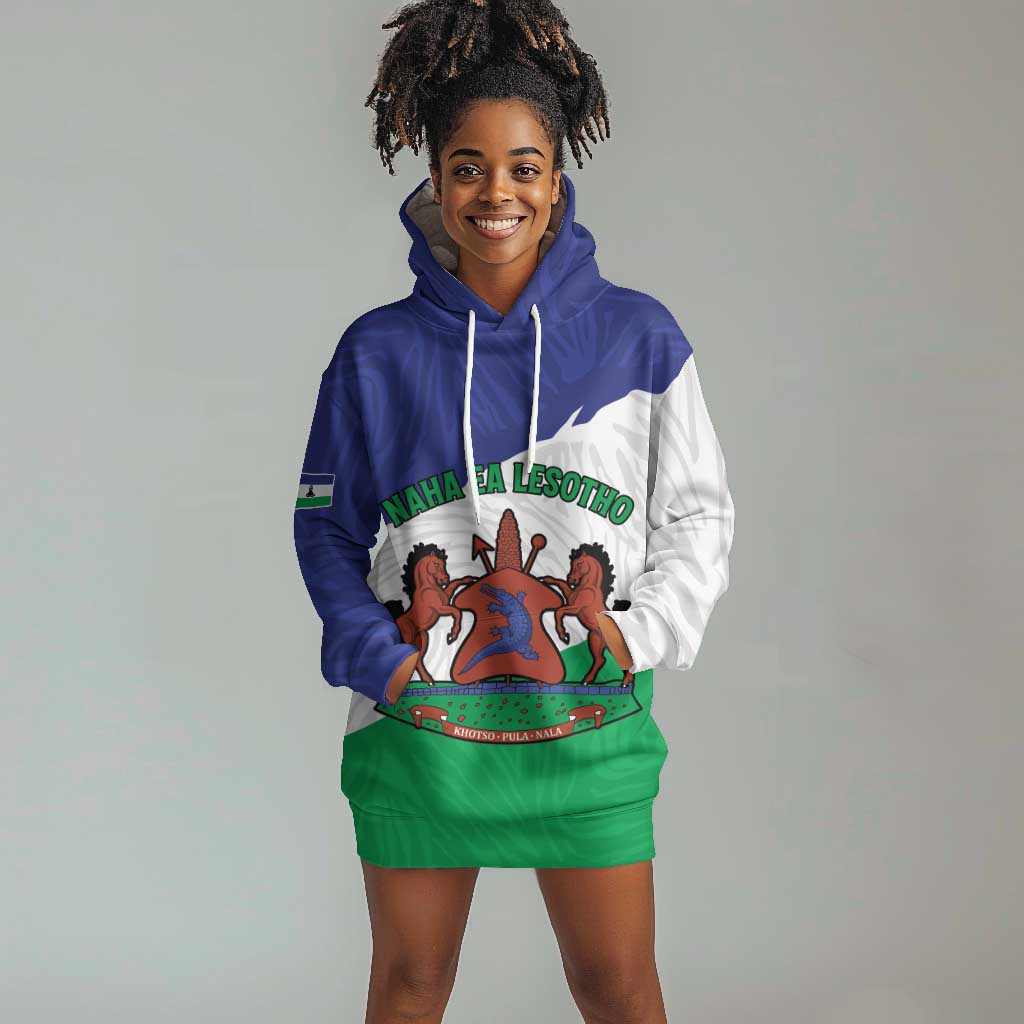 Personalised Afro Lesotho Hoodie Dress Coat Of Arms With Map - Grunge Style