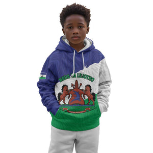 Personalised Afro Lesotho Kid Hoodie Coat Of Arms With Map - Grunge Style