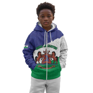Personalised Afro Lesotho Kid Hoodie Coat Of Arms With Map - Grunge Style