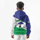 Personalised Afro Lesotho Kid Hoodie Coat Of Arms With Map - Grunge Style