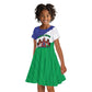 Personalised Afro Lesotho Kid Short Sleeve Dress Coat Of Arms With Map - Grunge Style